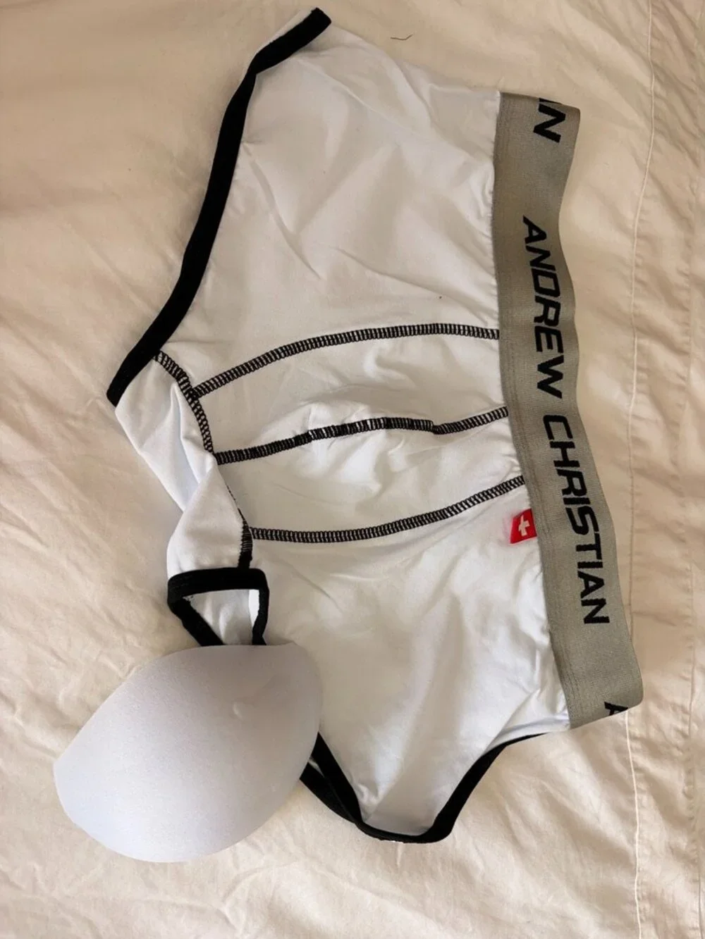 Andrew Christian Vintage Boxer Briefs Trunks Medium White NEW